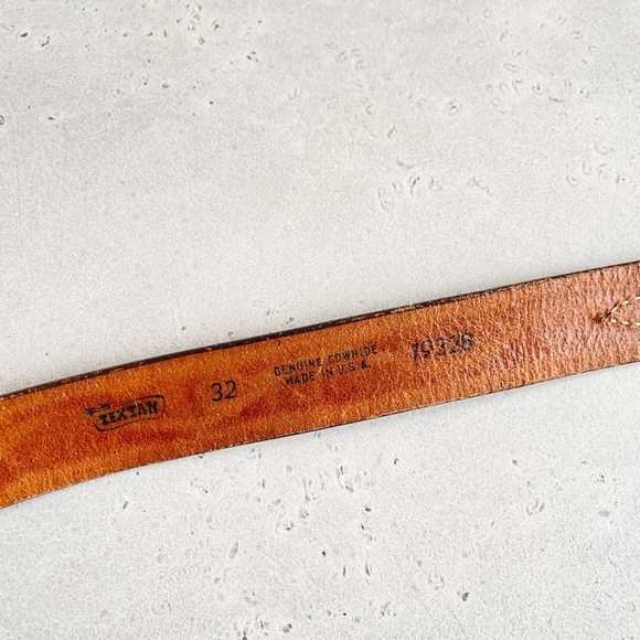 Vintage TexTan Tex Tan Full Grain Cowhide Hand Tooled Belt Size 32 1932B Western - Picture 6 of 7